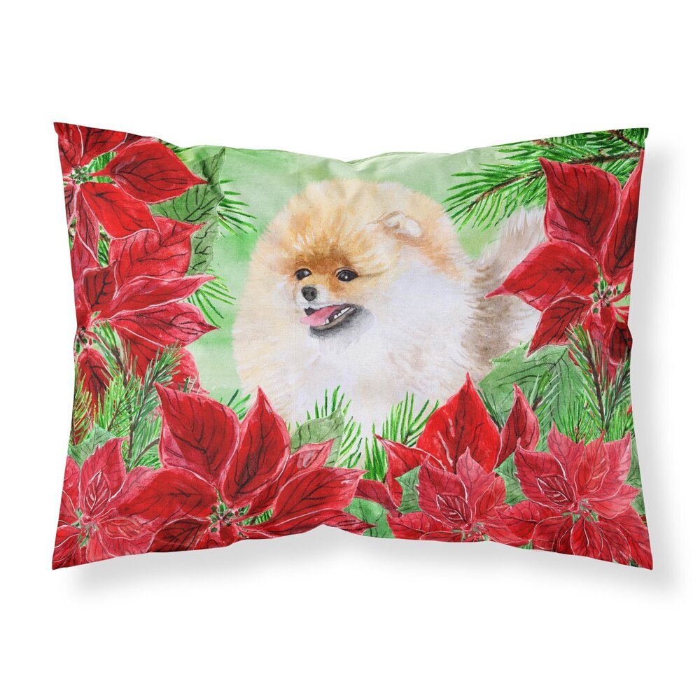 3201 CK1330PILLOWCASE Pomeranian Poinsettas Fabric Standard Pillowcase